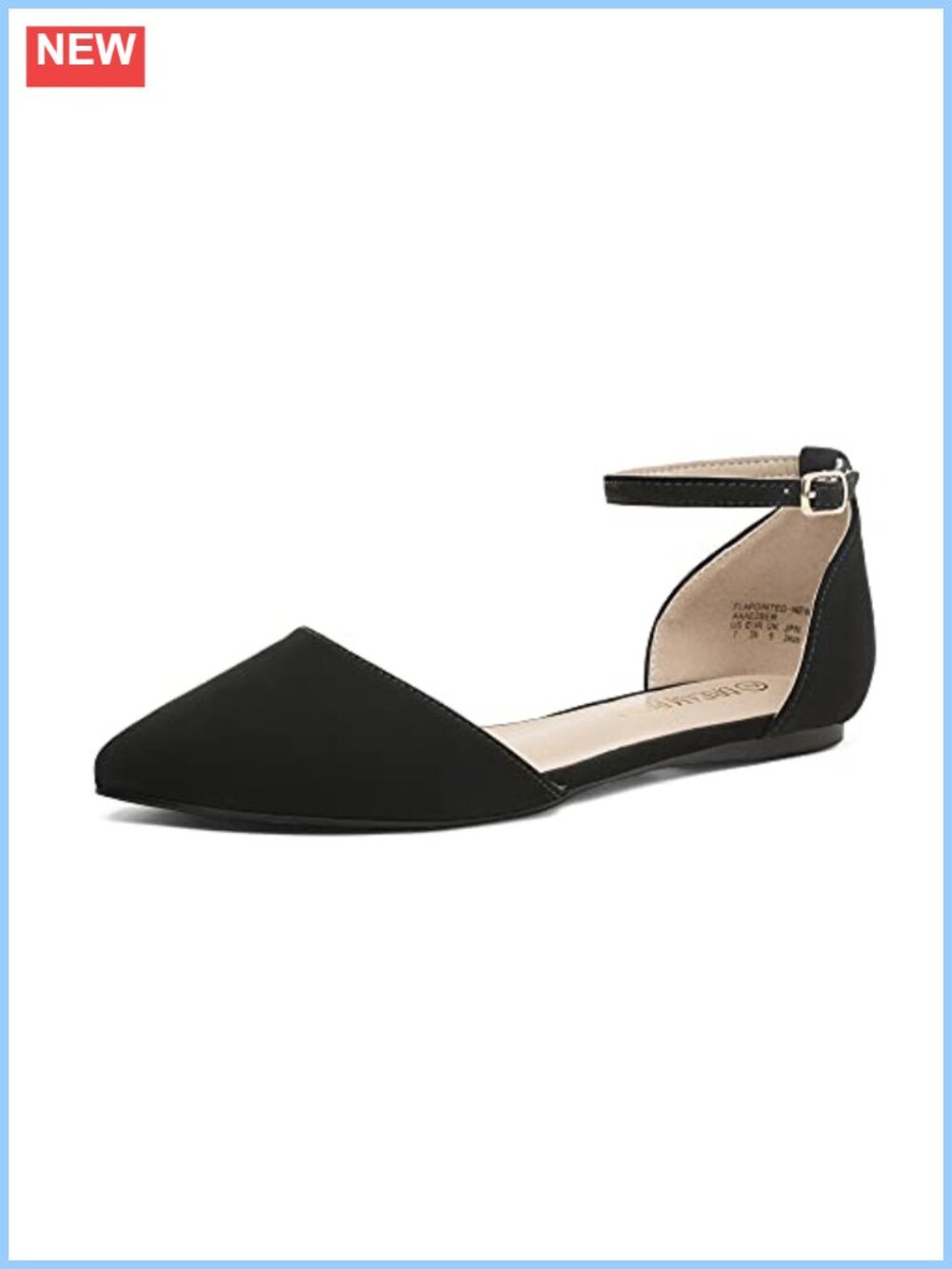 Women's D'Orsay Pointed Toe Flats Ankle Strap Ballet Casual Walking Shoes